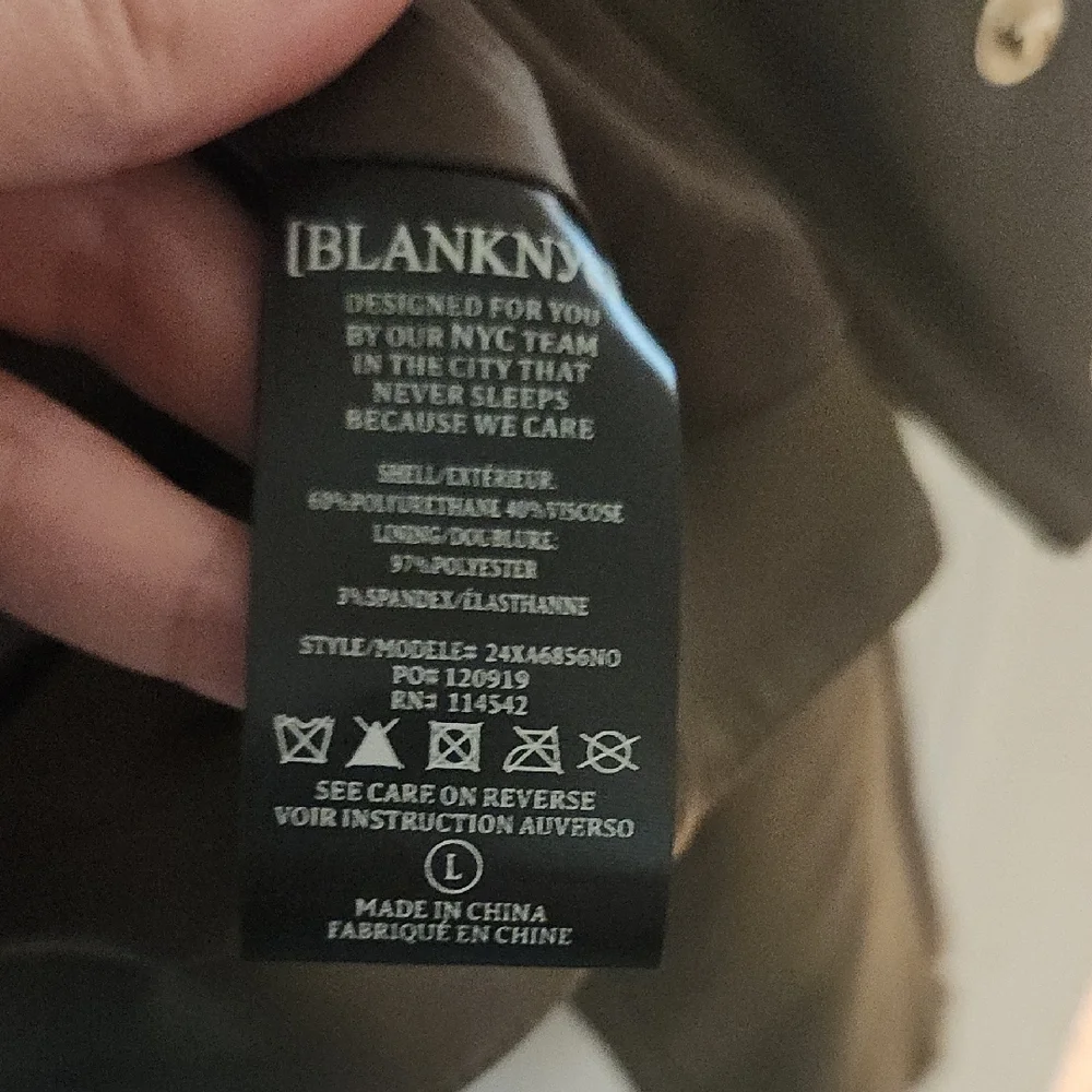 Blank NYC‎ Dark Olive Faux Leather Jacket, Size Large